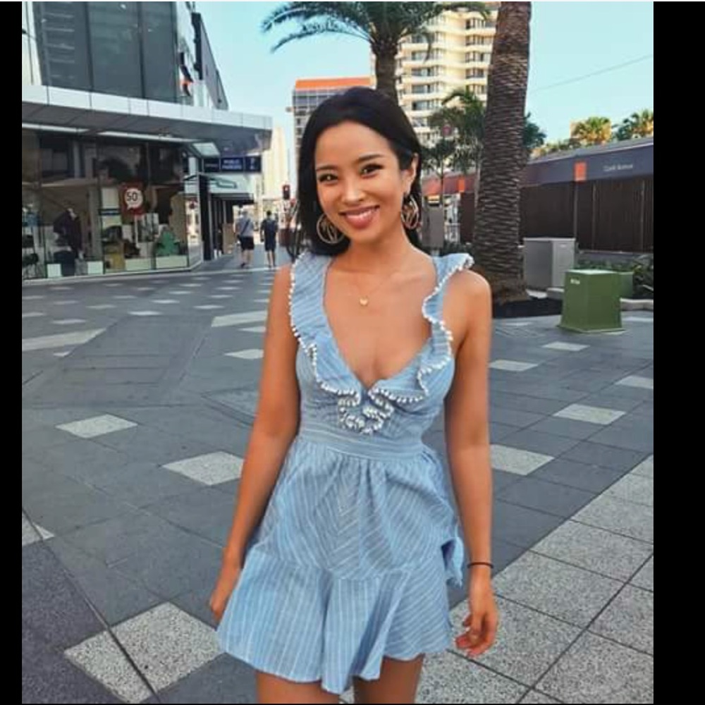 All Aboard Romper Blue Stripe - White Fox Boutique